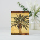 Kerst  tropische palmboom w sneeuwvlokken feestdagenkaart (Staand voorkant)