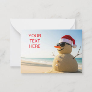 Kerst tropische sneeuwman notitiekaartje