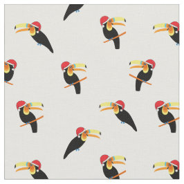 Kerst Tropische Toucans in Santa hoeden patroon Stof