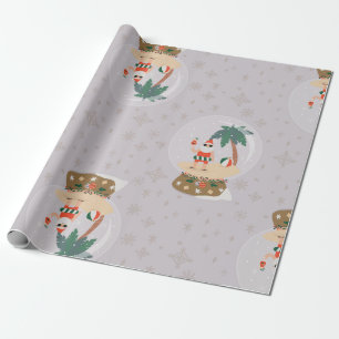 Kerst Tropische Zomer Sneeuw wereldbol Kerstman Cadeaupapier