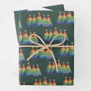 Kerst trots regenboog LGBTQ gelijke rechten homo  Inpakpapier Vel