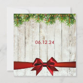 Kerst Trouwboom, Lichten & Rood Lint Kaart (Achterkant)