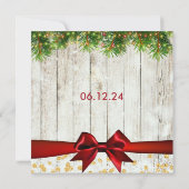 Kerst Trouwboom, Lichten & Rood Lint Kaart (Achterkant)