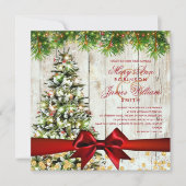 Kerst Trouwboom, Lichten & Rood Lint Kaart (Voorkant)