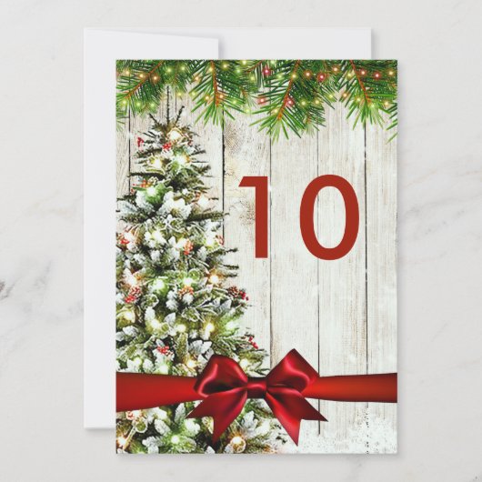 Kerst Trouwboom, Lights & Ribbon Tafelteken Kaart (Voorkant)