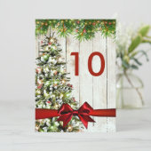 Kerst Trouwboom, Lights & Ribbon Tafelteken Kaart (Staand voorkant)