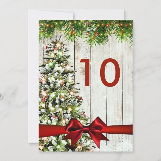 Kerst Trouwboom, Lights & Ribbon Tafelteken Kaart (Achterkant)