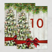 Kerst Trouwboom, Lights & Ribbon Tafelteken Kaart (Voorkant / Achterkant)