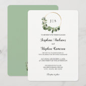 Kerst Trouwen Gouden Groene Krans Elegant Kaart (Voorkant / Achterkant)