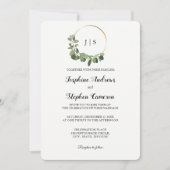 Kerst Trouwen Gouden Groene Krans Elegant Kaart (Voorkant)