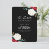 Kerst Trouwen Zwart Bloemen Gastinformatie E Informatiekaartje (Staand voorkant)