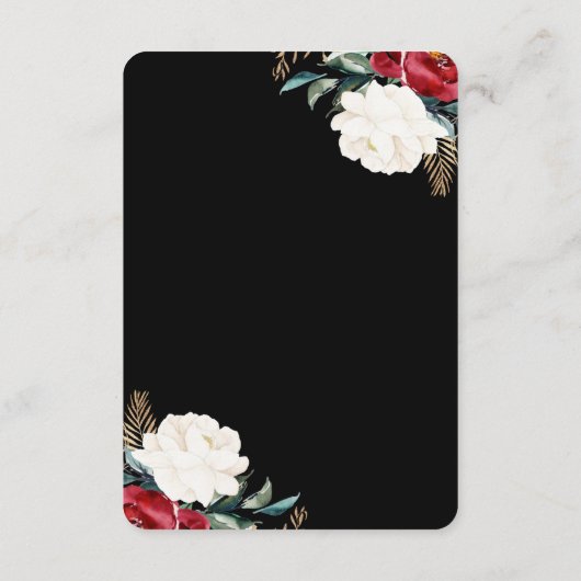 Kerst Trouwen Zwart Bloemen Gastinformatie E Informatiekaartje (Achterkant)