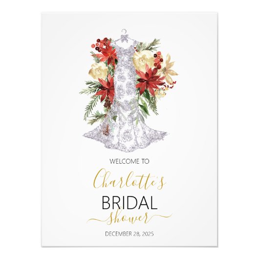 Kerst Trouwjurk Vrijgezellenfeest Welkomstbord Foto Afdruk (Voorkant)