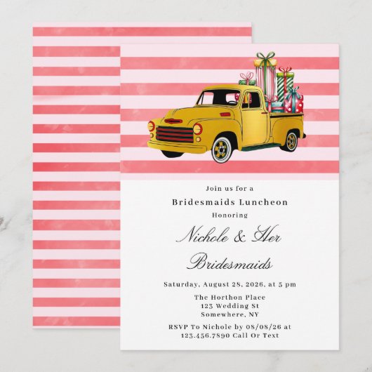 Kerst  Truck Bruidsmeisjes Luncheon Kaart (Voorkant / Achterkant)