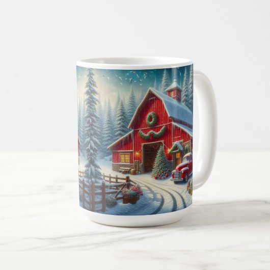 Kerst  Truck en Red Barn Mok (Voorkant rechts)