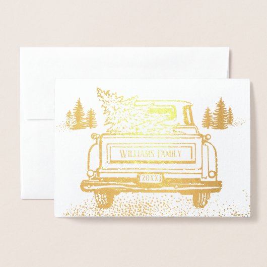 Kerst  Truck Familiefoto Folie Kaarten (Voorkant met envelop)