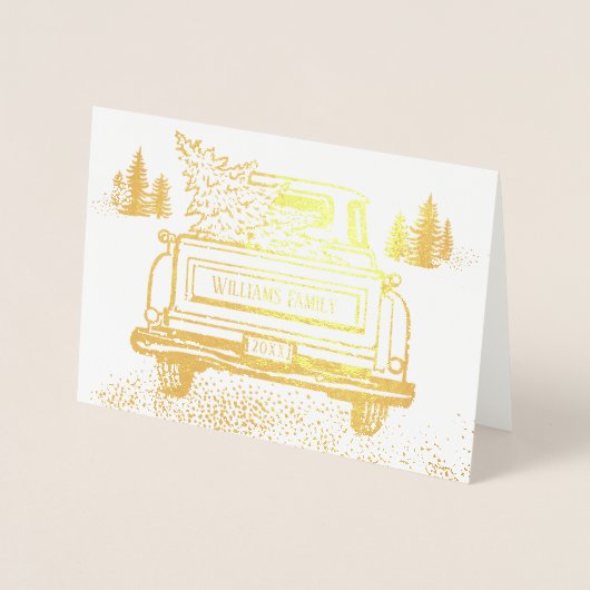 Kerst  Truck Familiefoto Folie Kaarten (Voorkant)