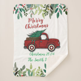 Kerst Truck gepersonaliseerde Sherpa Deken