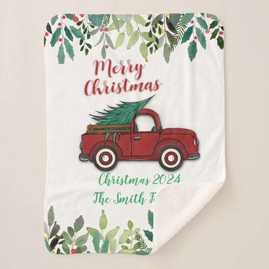 Kerst Truck gepersonaliseerde Sherpa Deken (Voorkant)