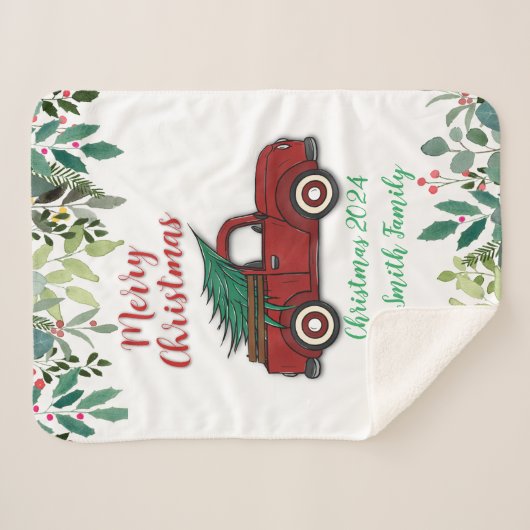 Kerst Truck gepersonaliseerde Sherpa Deken (Voorkant (horizontaal))