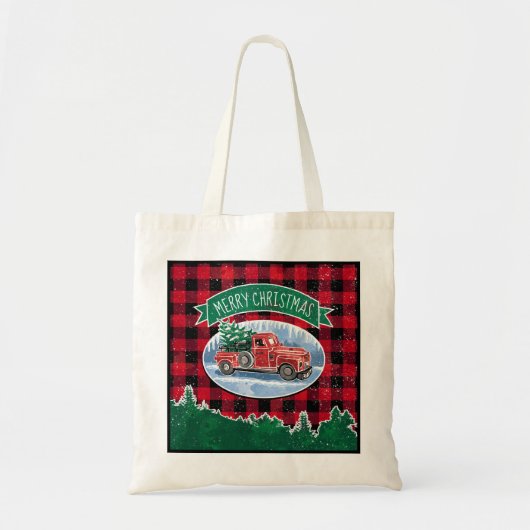 Kerst Truck met Tree Monogrammed Tote Bag (Voorkant)
