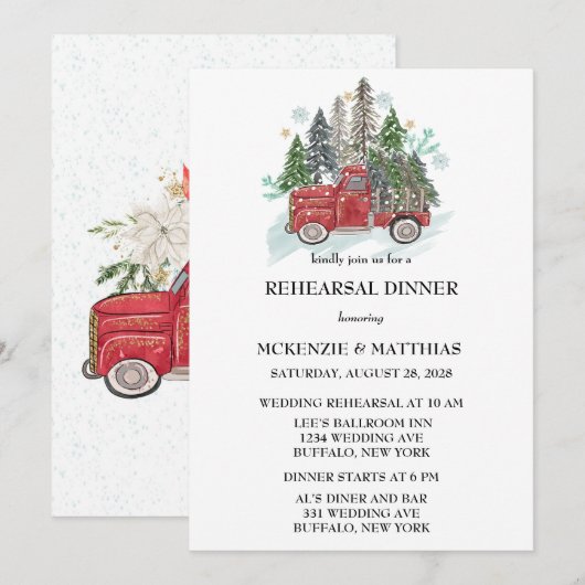 Kerst  Truck Repetitie Diner Kaart (Voorkant / Achterkant)