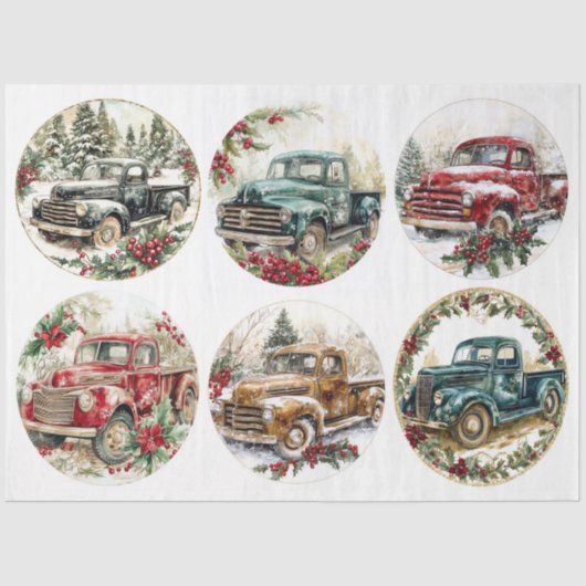 Kerst  Truck Rounds Tissuepapier (Voorkant)