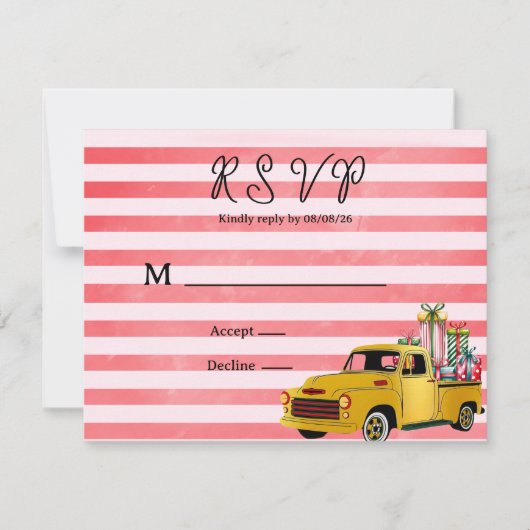 Kerst  Truck Wedding RSVP Kaartje (Voorkant)