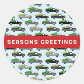 Kerst Trucks Schattigee aangepaste vakantie Seizoe Ronde Sticker (Voorkant)