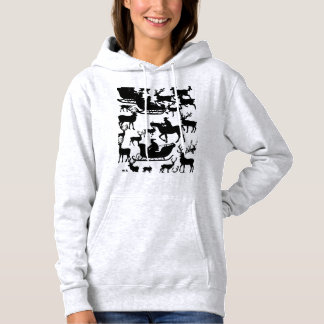 Kerst-trui met Sinterklaas en herten voor dames Hoodie