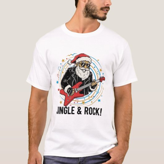 Kerst-trui met slechte kerstman rock-'n-roll t-shirt (Voorkant)