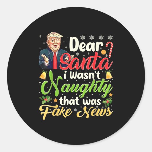 Kerst Trump Beste Kerstman Fake Nieuws Grappige Ke Ronde Sticker (Voorkant)