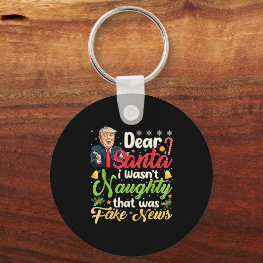Kerst Trump Beste Kerstman Fake Nieuws Grappige Ke Sleutelhanger (Voorkant)