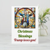 Kerst Trump Scene Faux Glas in lood stijl Kaart (Staand voorkant)