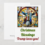 Kerst Trump Scene Faux Glas in lood stijl Kaart (Voorkant / Achterkant)