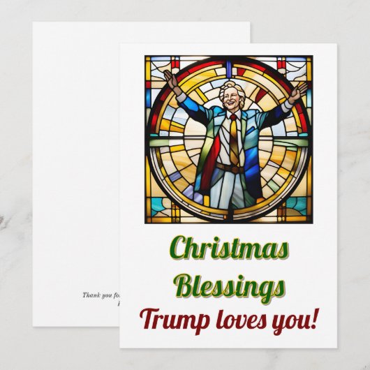 Kerst Trump Scene Faux Glas in lood stijl Kaart (Voorkant / Achterkant)