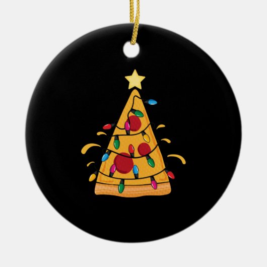 Kerst TShirt voor jongens Pizza-paasboom Keramisch Ornament (Voorkant)