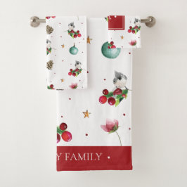 Kerst Tufted Titmouse Waterverf Wintervogel Bad Handdoek