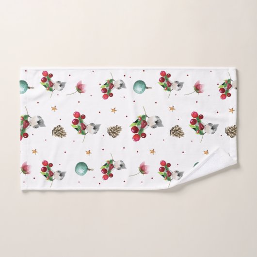 Kerst Tufted Titmouse Waterverf Wintervogel Bad Handdoek (Handdoek)