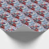 Kerst Turkije met rode jas Cadeaupapier (Hoek)