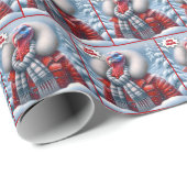 Kerst Turkije met rode jas Cadeaupapier (Rol Hoek)