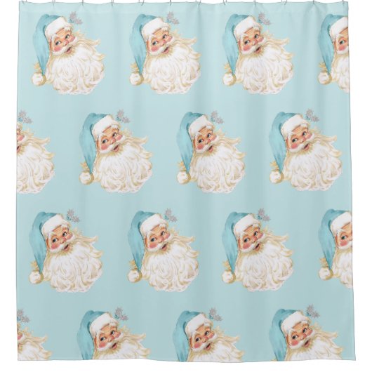 Kerst Turquoise  Victoriaans Kerstman Douchegordijn (Voorkant)
