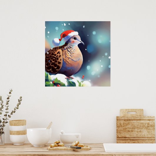 Kerst Turtle Dove 2 Poster (Keuken)