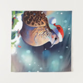 Kerst Turtle Dove 2 Wandkleed (Voorkant (horizontaal))