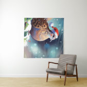 Kerst Turtle Dove 2 Wandkleed (In Situ (horizontaal))