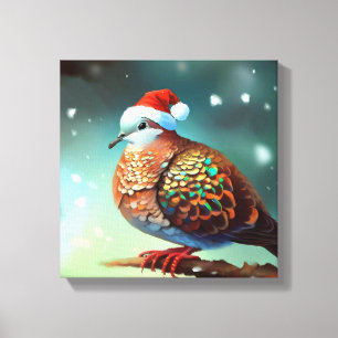 Kerst Turtle Dove 3 Canvas Afdruk