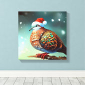 Kerst Turtle Dove 3 Canvas Afdruk (Insitu (Houten vloer))