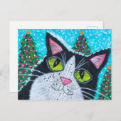 kerst Tuxedo Cat Briefkaart (Voorkant / Achterkant)