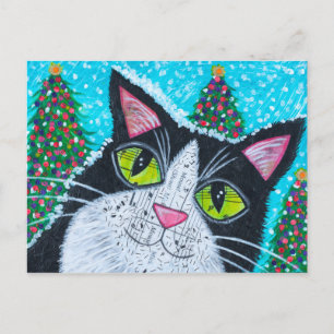 kerst Tuxedo Cat Briefkaart