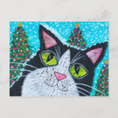 kerst Tuxedo Cat Briefkaart (Voorkant)